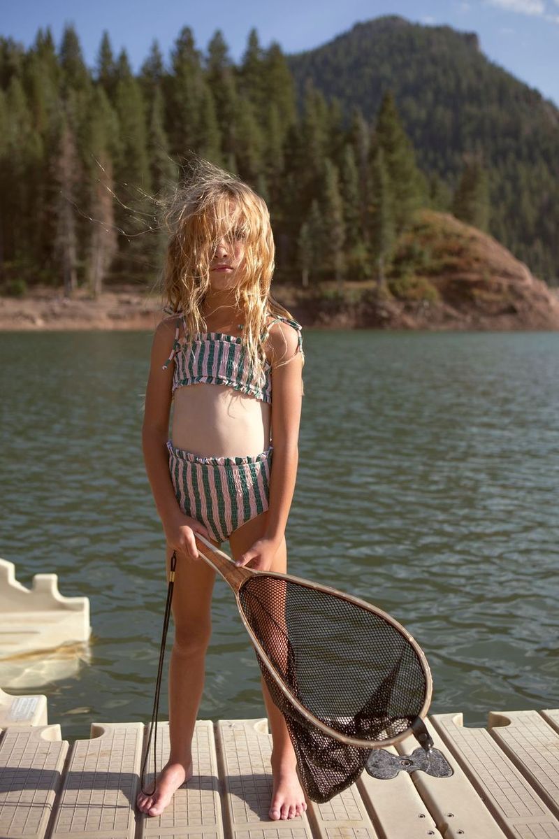 Fin & Vince Smocked Bikini - Watermelon Stripe