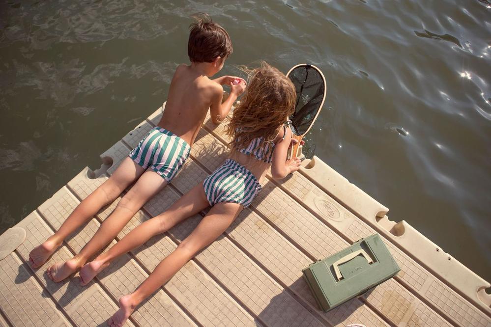 Fin & Vince Smocked Bikini - Watermelon Stripe