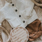 Wooden “I’m here” birth announcement disc - Wreath